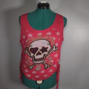 ASSA Skull Fringe Tank Large Cotton Y2K Emo Scene Mall Goth Grunge